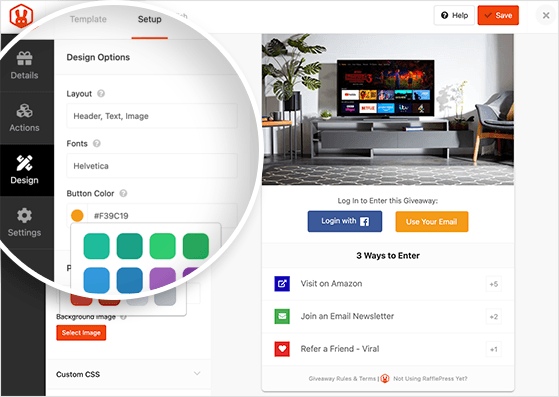 Customize your giveaway landing page design