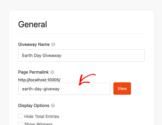Giveawy landing page url