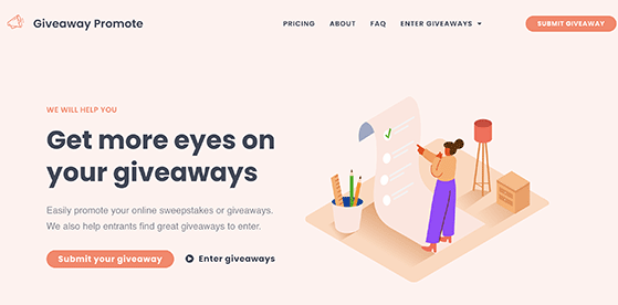 Giveaway promote website