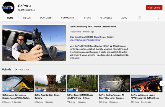 GoPro user-generated content example from customer video on YouTube