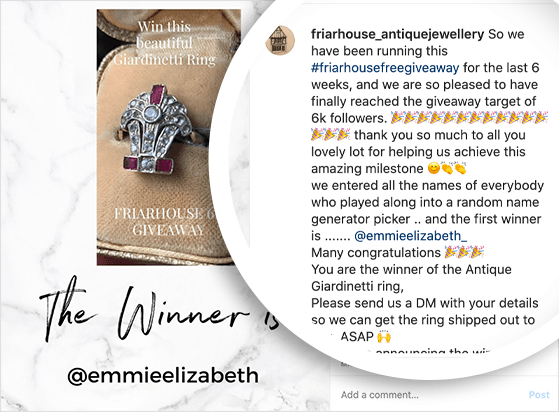 Announcing an Instagram giveaway winner