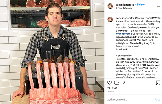Instagram caption contest where users submit witty captions to win