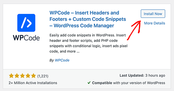 Install the WPCode snippets plugin.