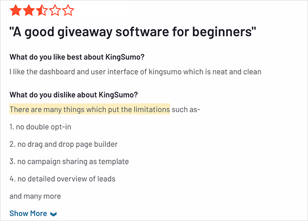 KingSumo user review