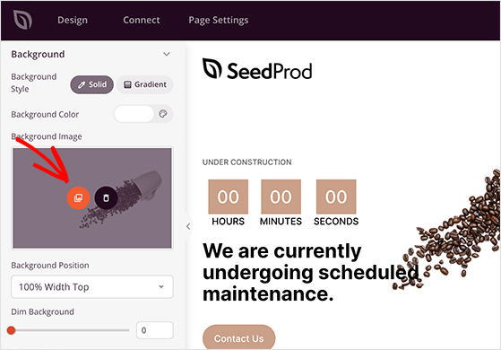 Uploading a custom background image to a maintenance page
