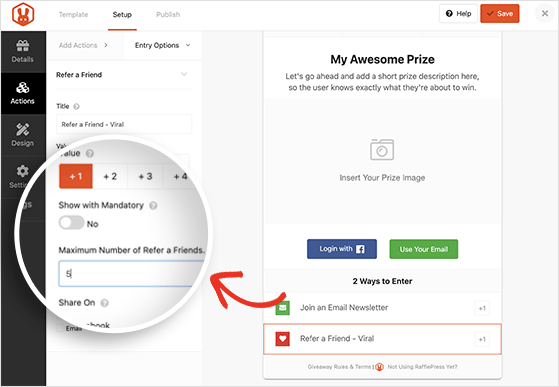Limit refer a friend entries RafflePress