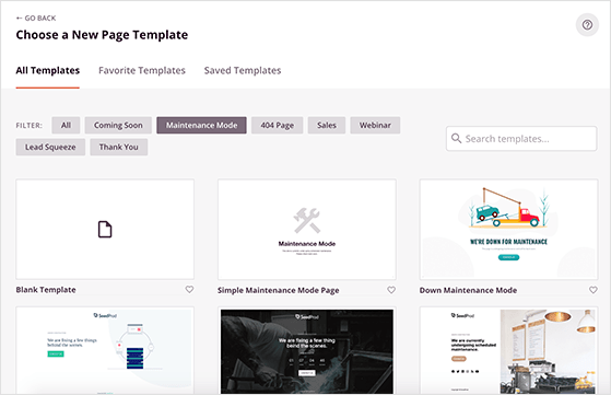 Gallery of mobile-friendly maintenance mode templates in SeedProd