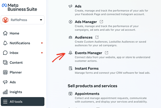Meta Business Suite Events Manager