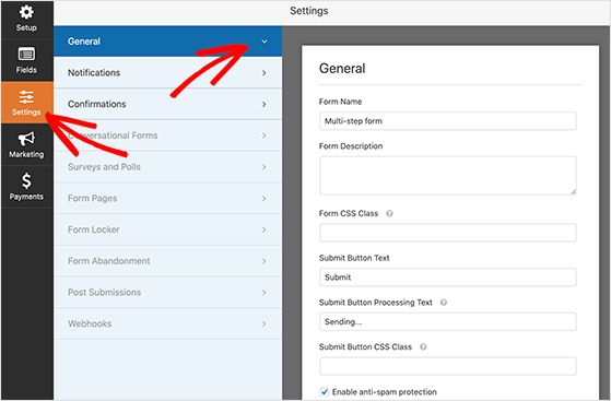 multi-step-form-general-settings - RafflePress general settings for your multi-step form