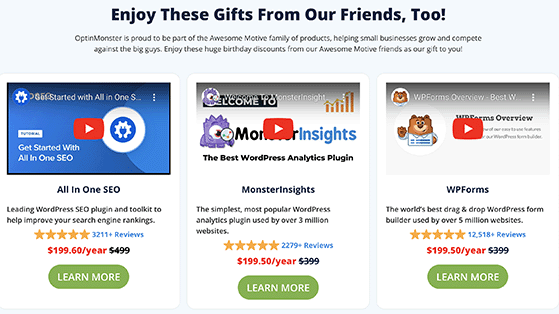 Discount offers section shown on the giveaway page