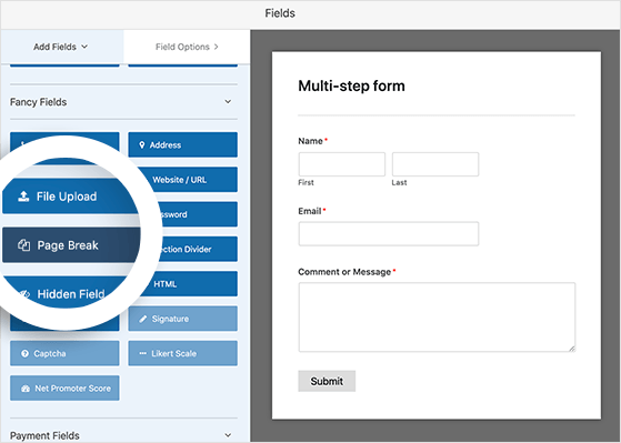 page-break-form-field - RafflePress select the page break field to create a multi-step form