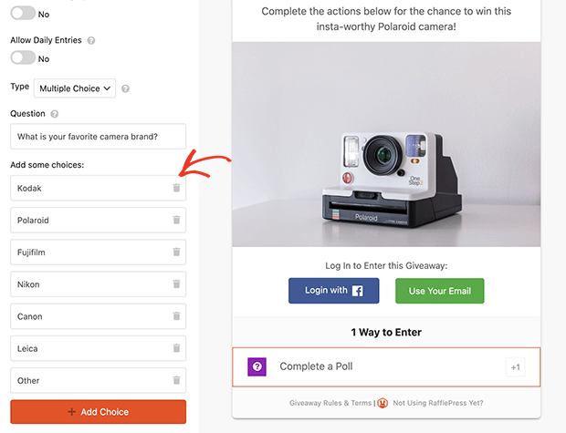 Set up your poll settings and questions