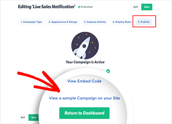 Publish your TrustPulse live notification campaign to WordPress