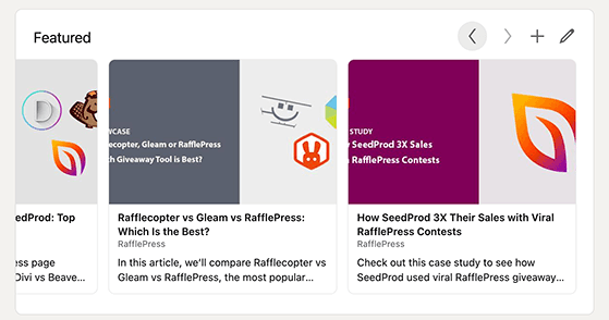 Example of a LinkedIn Featured section with blog posts