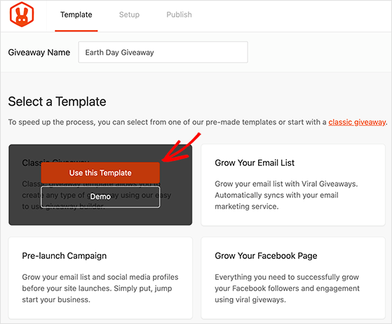 Choose a RafflePress giveaway template
