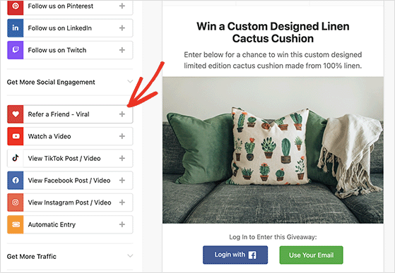 refer-a-friend-giveaway - RafflePress refer a friend giveaway actions