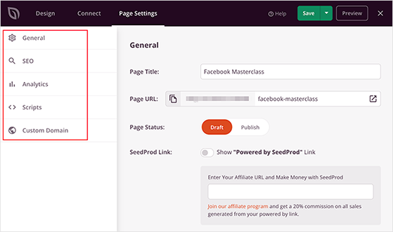 Customize podcast landing page design with SeedProd global settings for colors, fonts, and layout