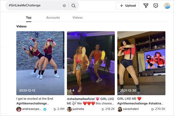 TikTok UGC campaign from Shakira using the Girl Like Me hashtag challenge