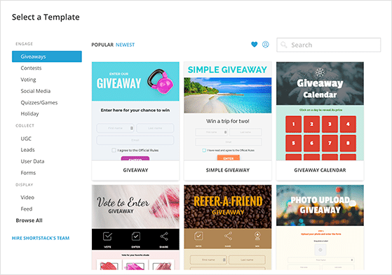 Shortstack Instagram contest template