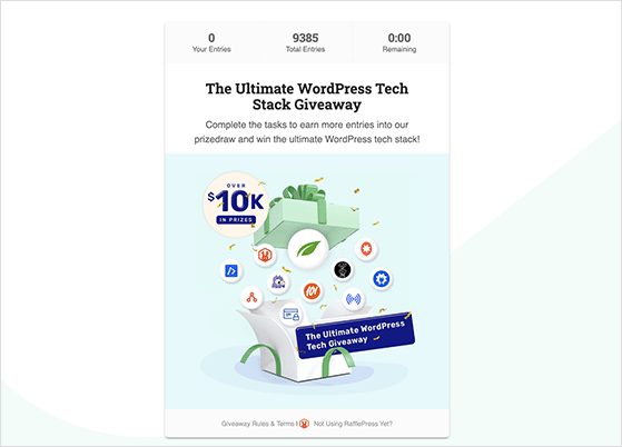 RafflePress widget embedded in Thrive giveaway page