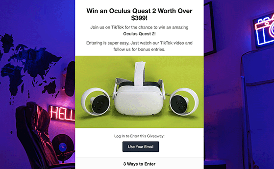 TikTok-themed giveaway landing page with RafflePress template