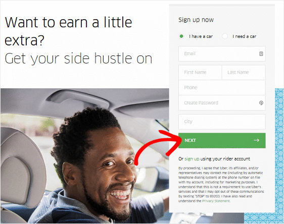 Uber-Multi-page-Form-Example - RafflePress Uber multi-step form example