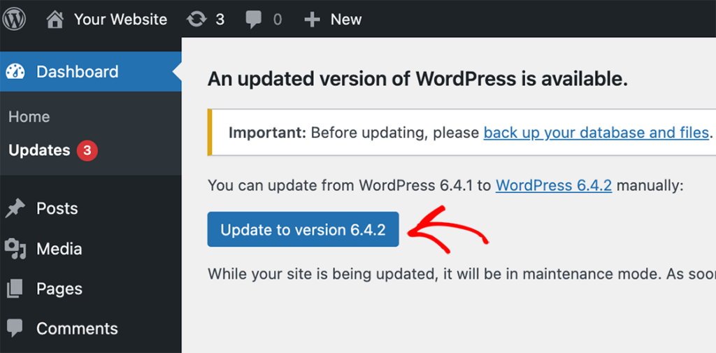 update-WordPress-version2x - RafflePress Update WordPress version to solve recaptcha not working