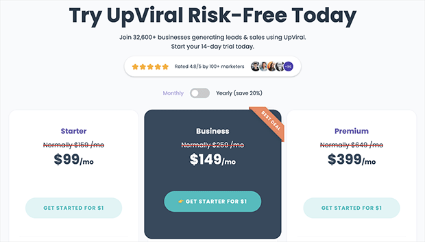 UpViral pricing