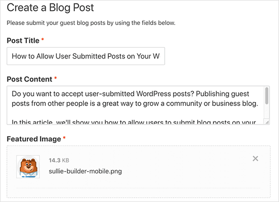 Guest post submission form in WordPress for getting free content