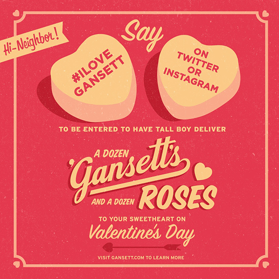 Valentine’s Day photo contest example from Gansetts Beer encouraging user participation