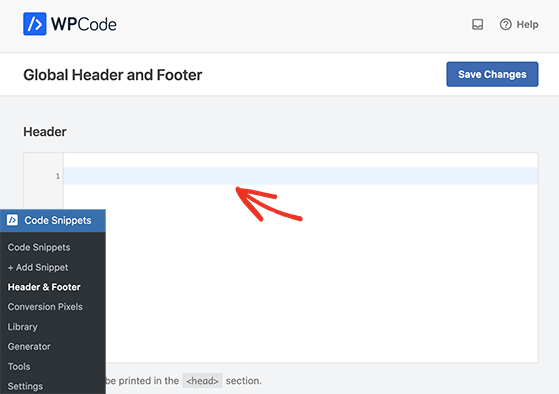 past your google analytics tracking code into the Global header box