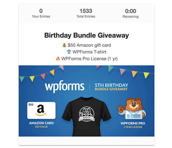WPForms birthday giveway widget