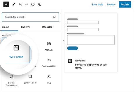 wpforms-content-block - RafflePress Click the WPForms WordPress block to embed it in your new page