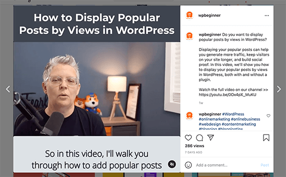 Promoting a YouTube video using Instagram Stories