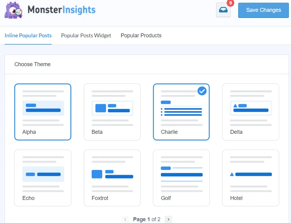 MonsterInsights popular posts feature