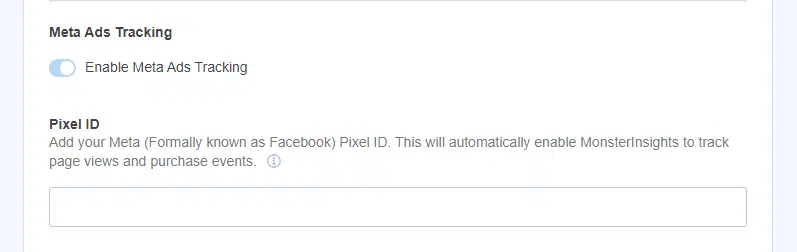 Meta Ads tacking Pixel ID Field in MonsterInsights
