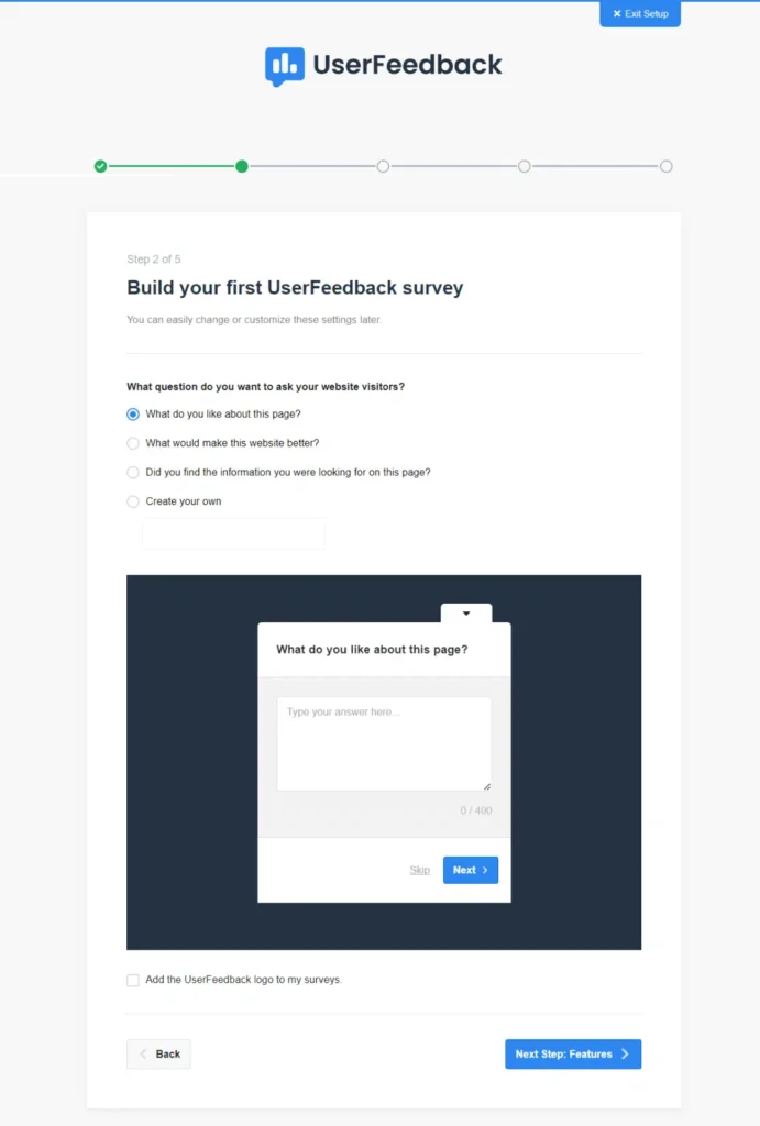 UserFeedback poll questions